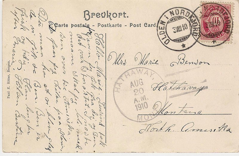 scan0012b.jpg - "Hello Marie, Thank you so much for the gift I got from you and Ben, it was great. Next month I will come to Amerika with Ben. Then I can meet Marie. You can believe we were glad to meet Ben. Ben is in good health. He is longing for Marie. Regards Bertine."